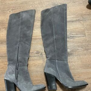 Design Lab Lord & Taylor Gray Suede Over-the-Knee Block Heel Boots